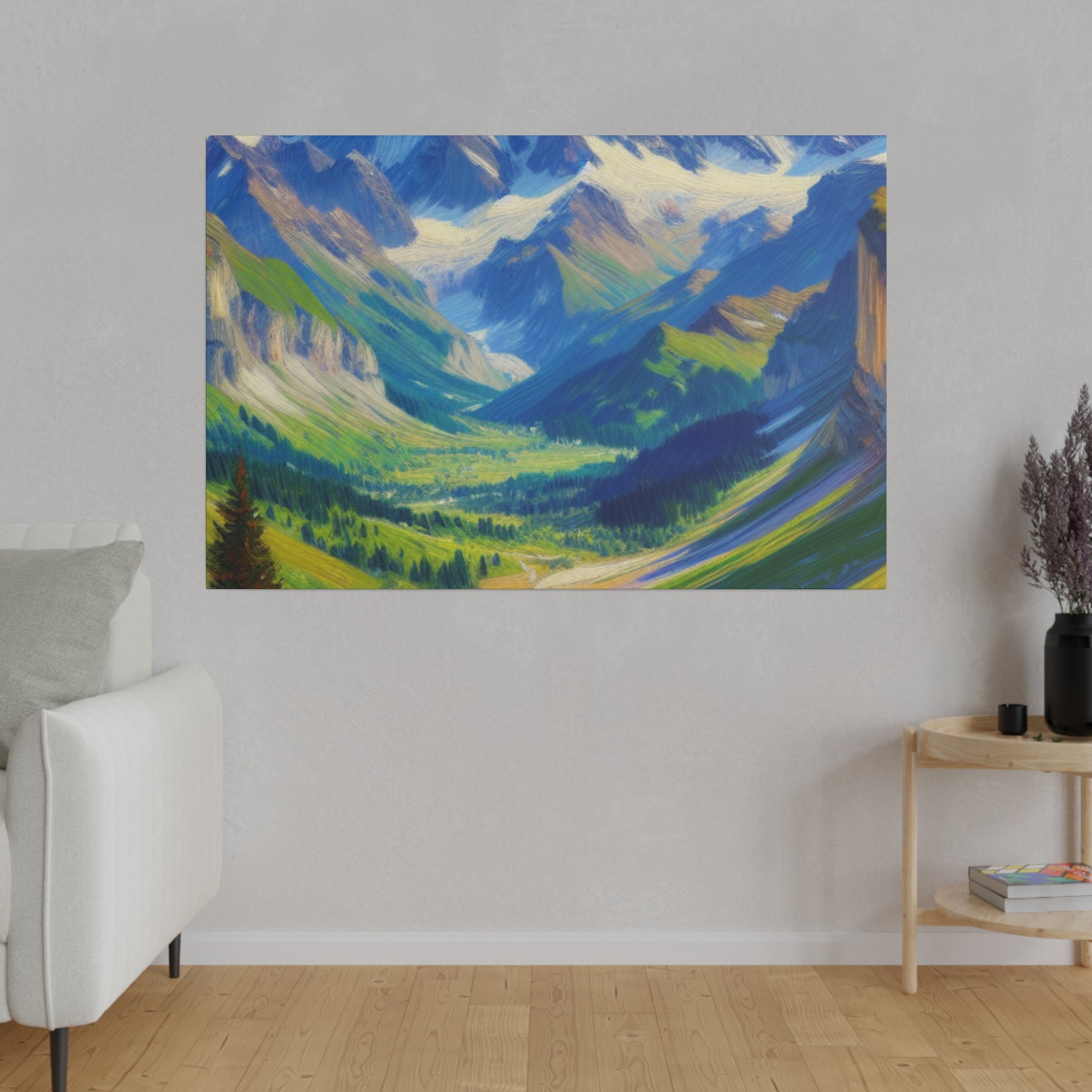 Majestic Valley Mountain Landscape Painting Canvas