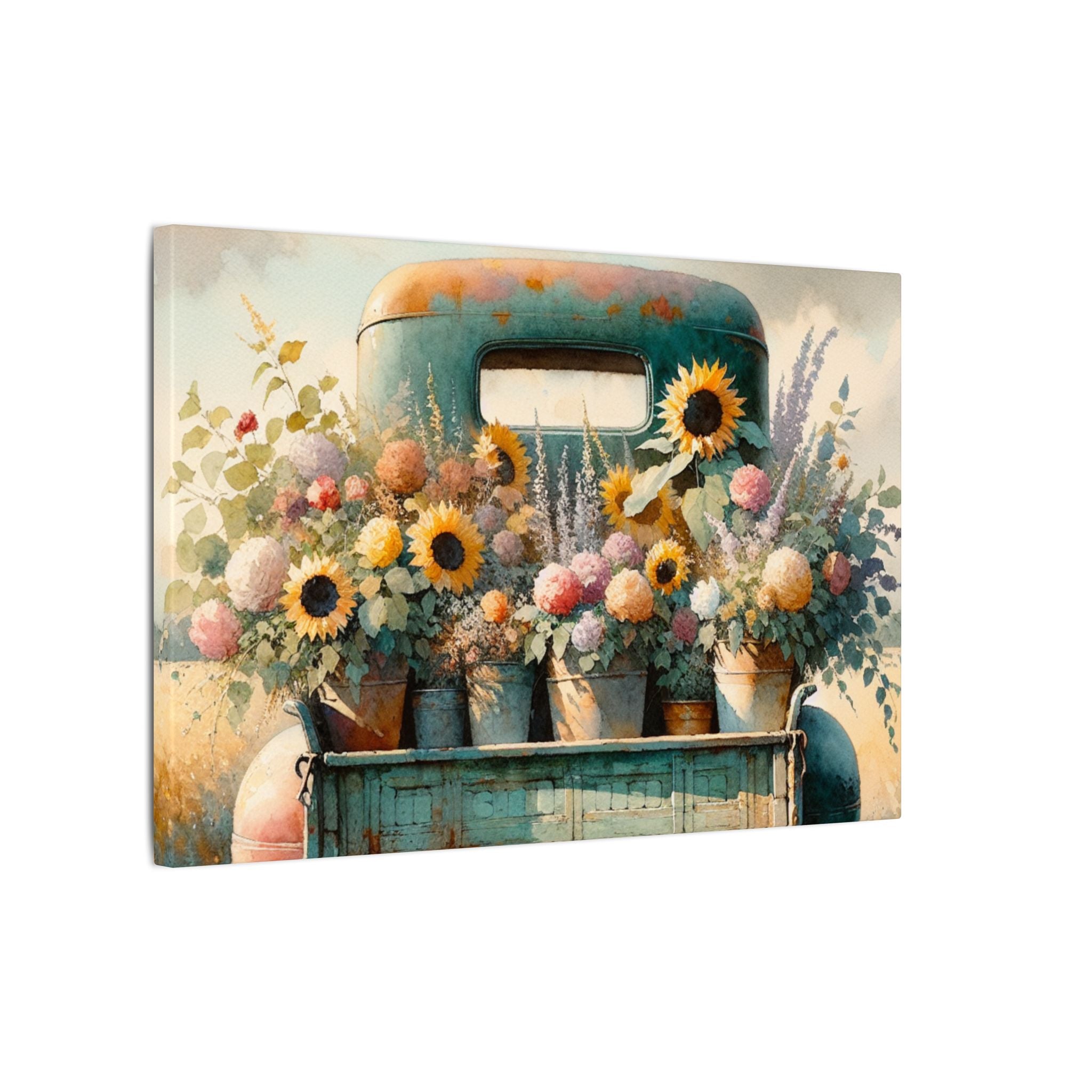 Flower-Filled Farm Truck Canvas
