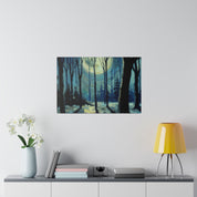 Night Moon Whisper Expressionist Forest Painting Canvas