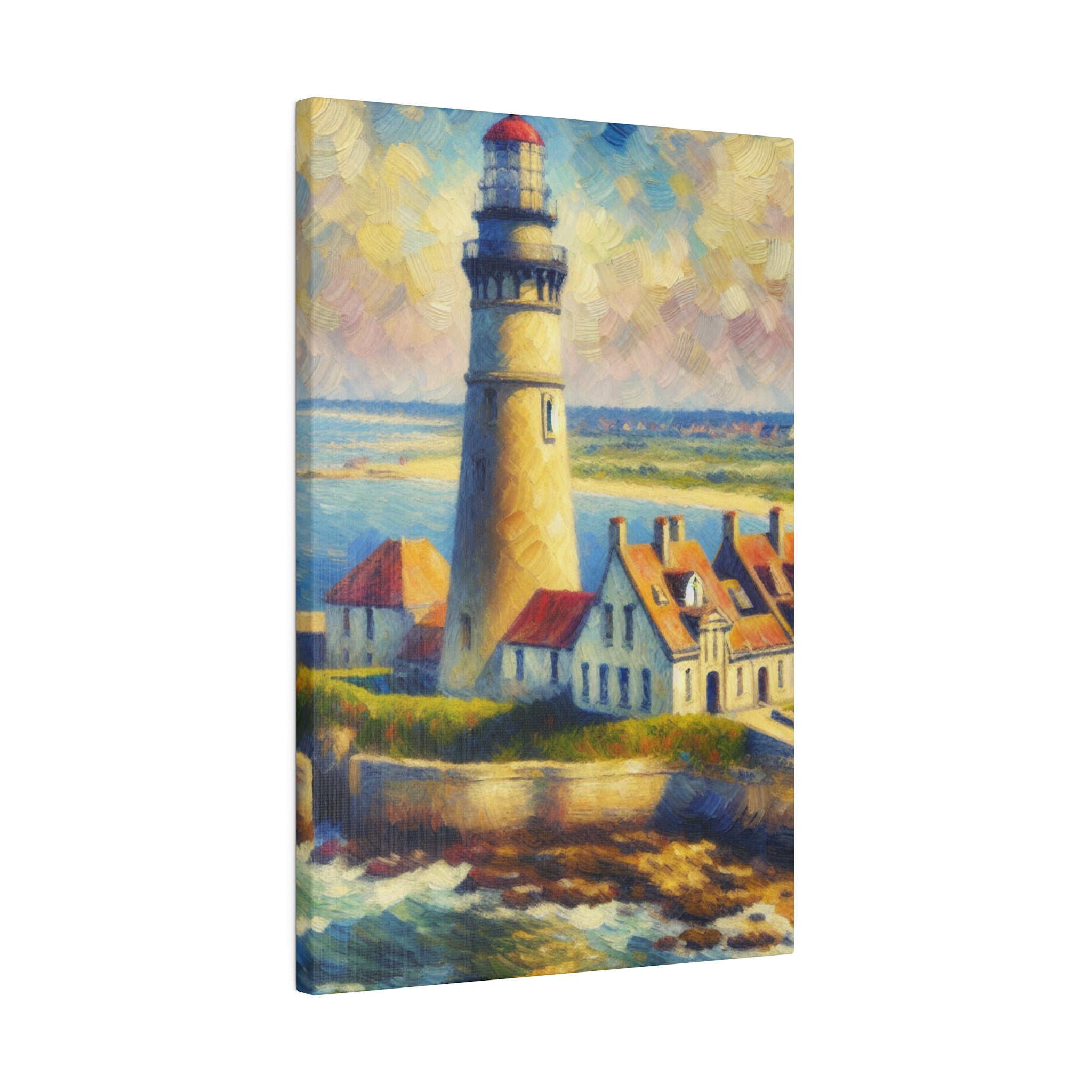 Luminous Beacon Coastal Wall Art Lighthouse Painting Canvas