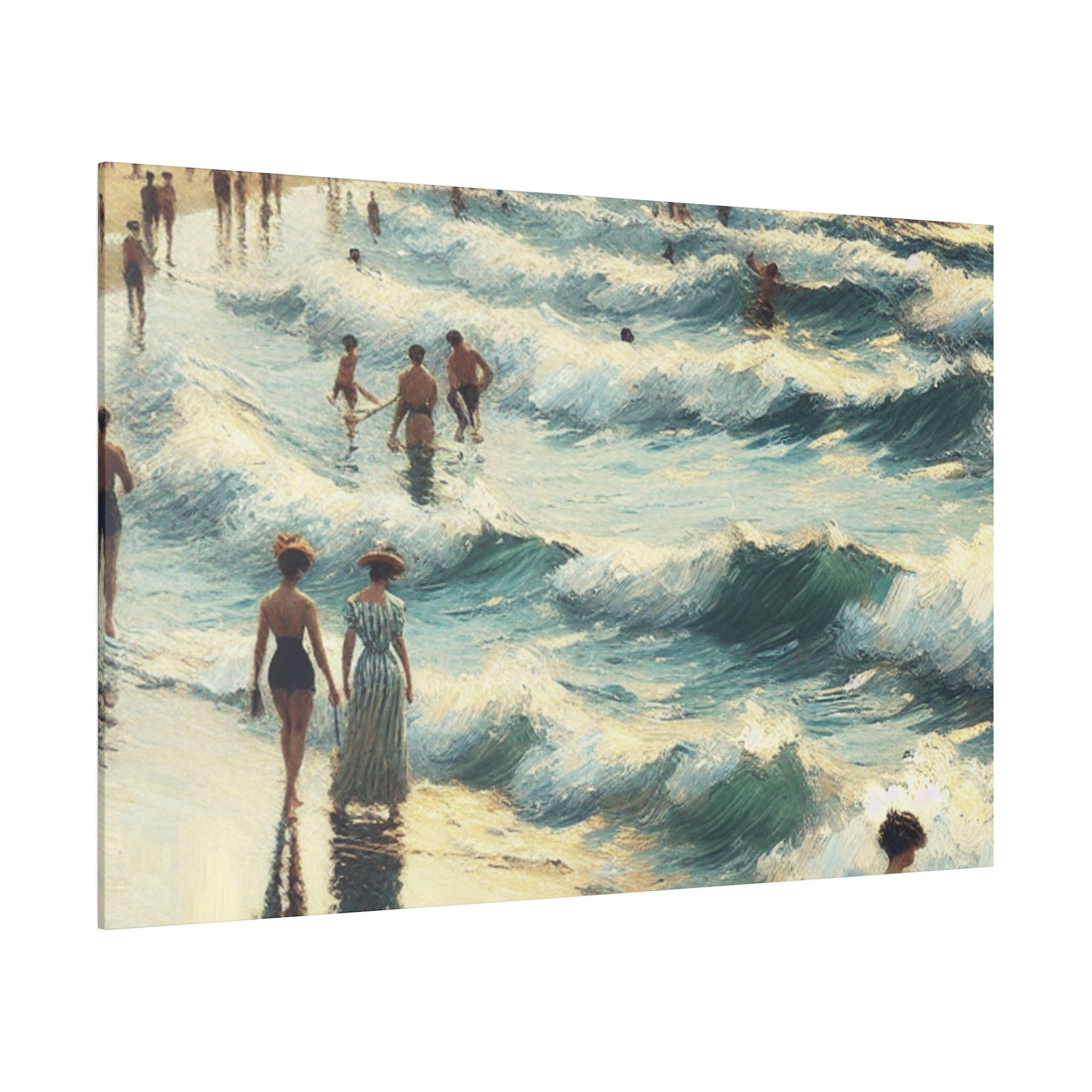 Seaside Reverie in Warm Pastels Vintage Beach Painting Canvas