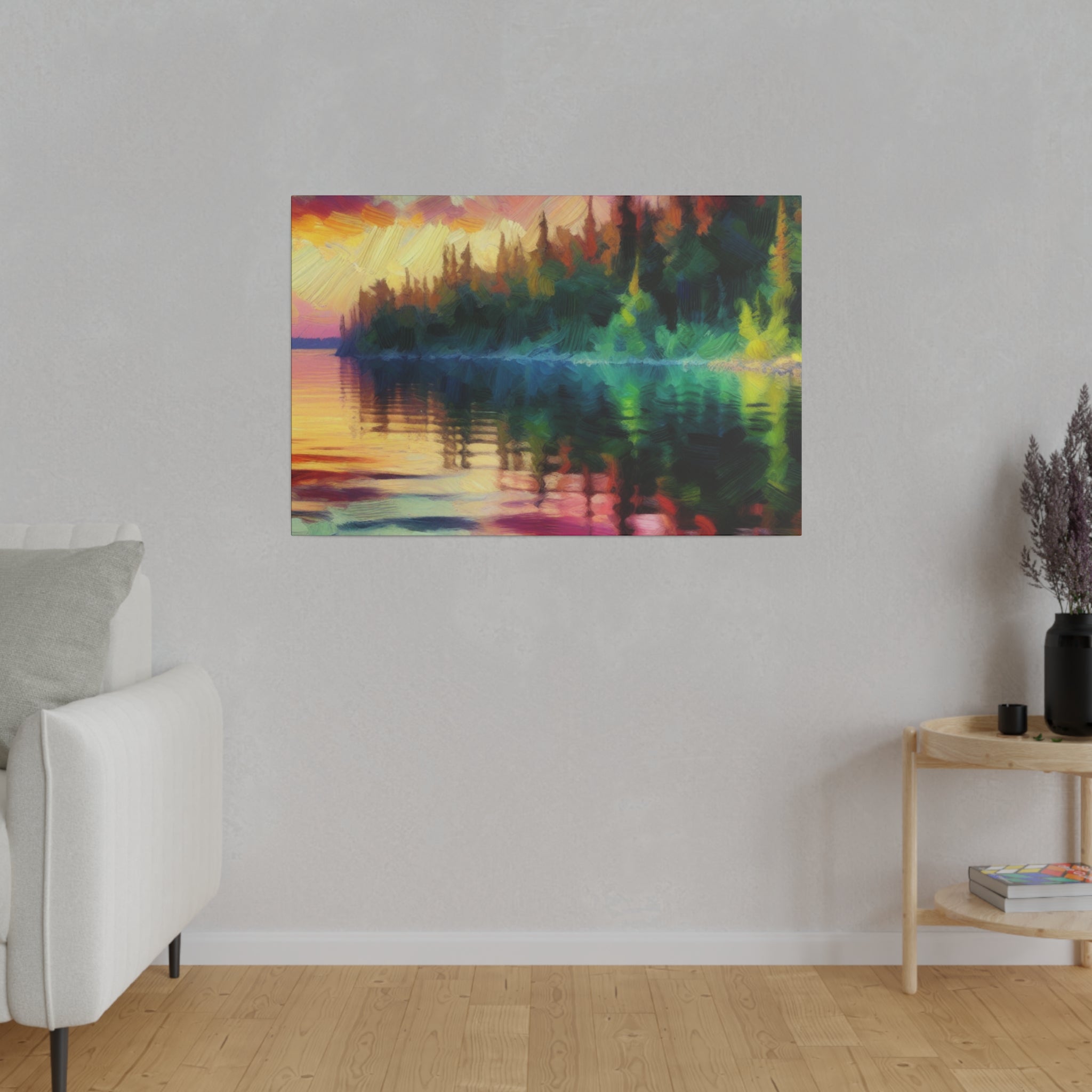 Reflective Solitude Lake Painting Canvas