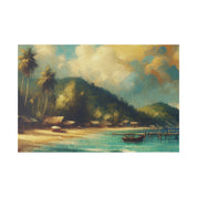 Serene Coastline Remote Island Beach Painting Canvas