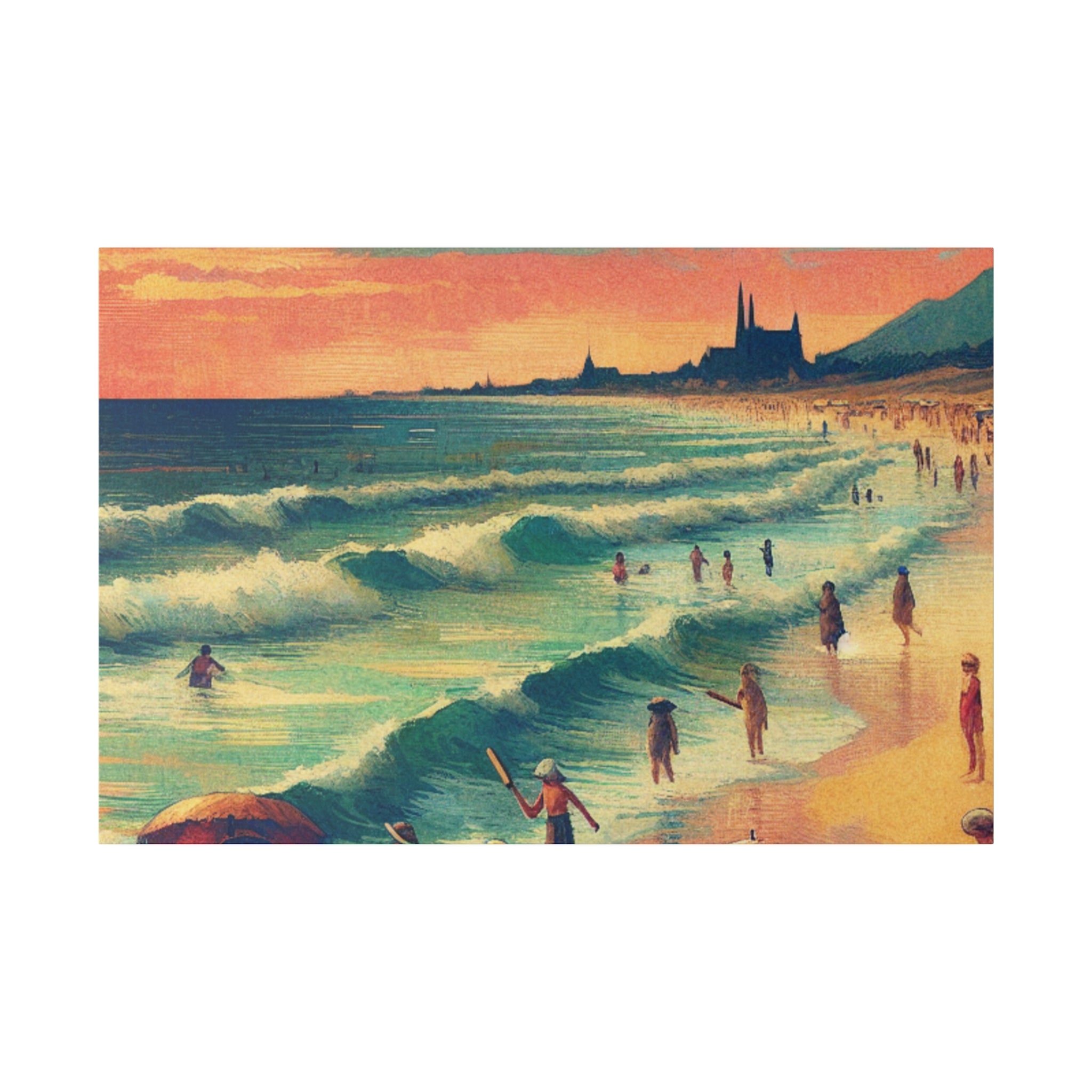 Seaside Nostalgia Beach Painting Canvas