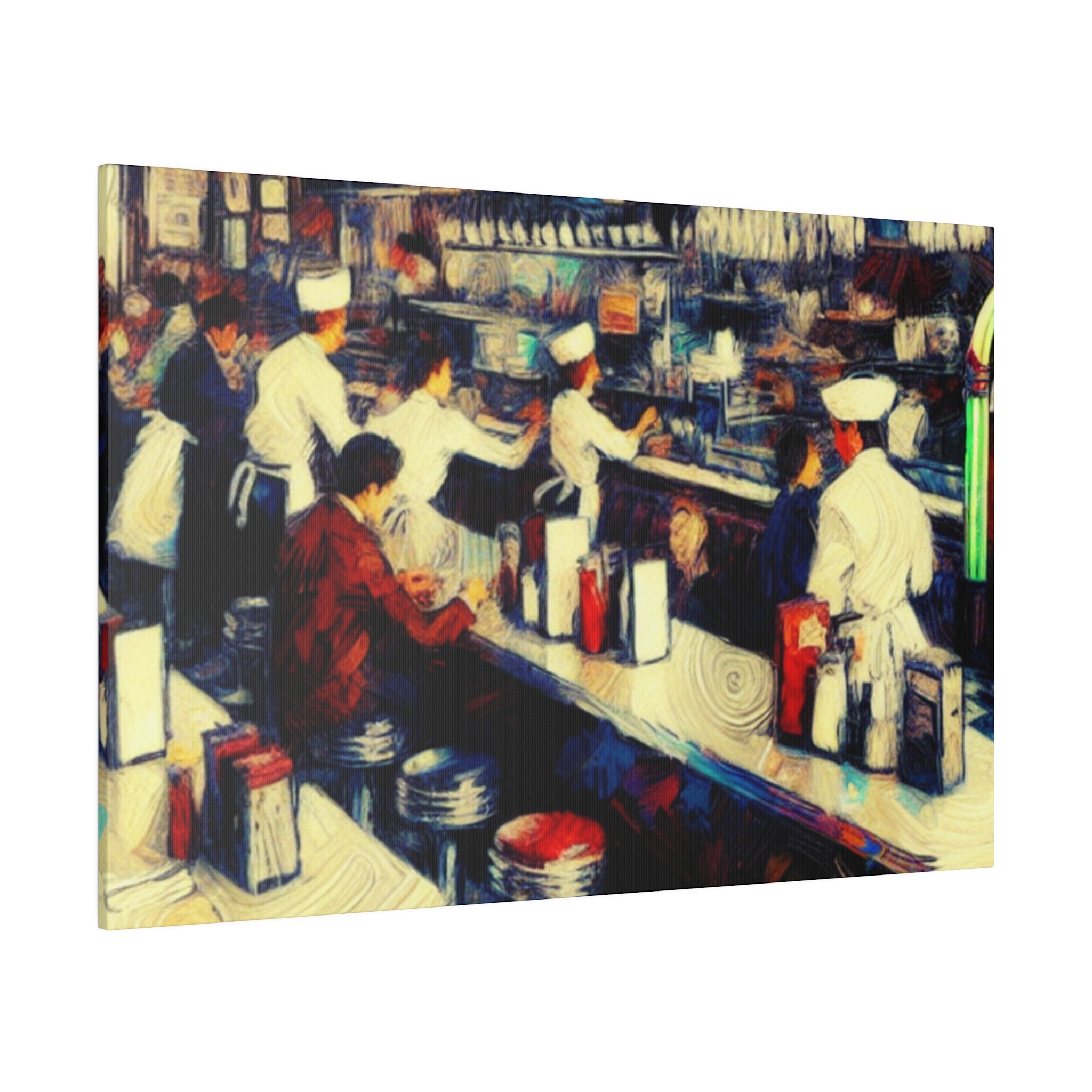 Retro Styled Diner Scene Diner Painting Canvas