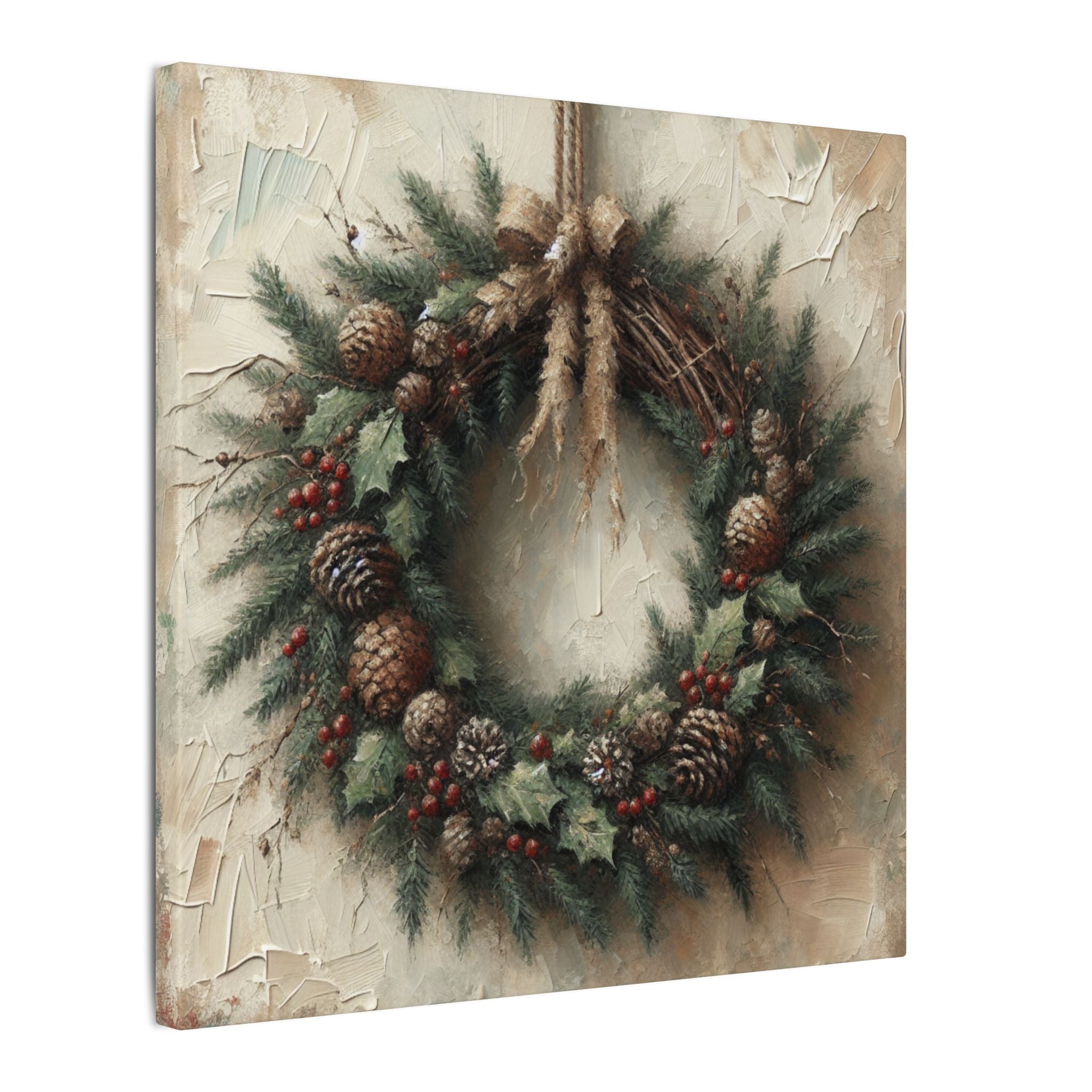 Rustic Holiday Wreath Canvas