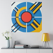 Geometric Red Blue Yellow Abstract Modern Painting Canvas