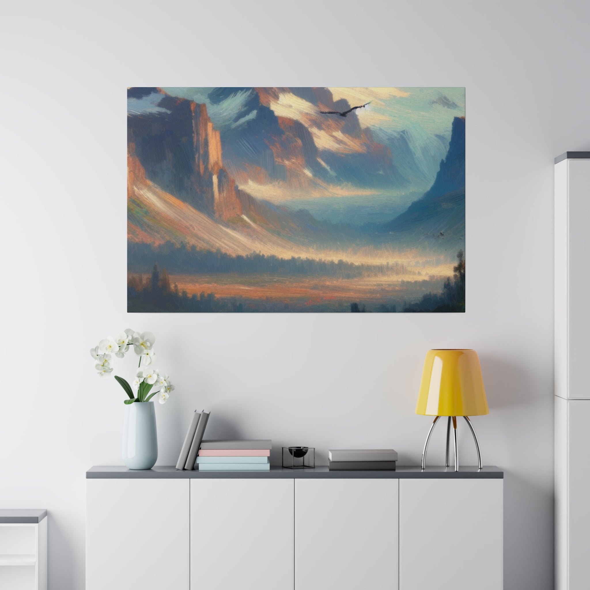 Majestic Swirl Mountain Landscape Painting Canvas