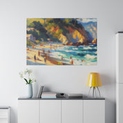 Shoreline Cliffs Impressionist Beach Painting Canvas