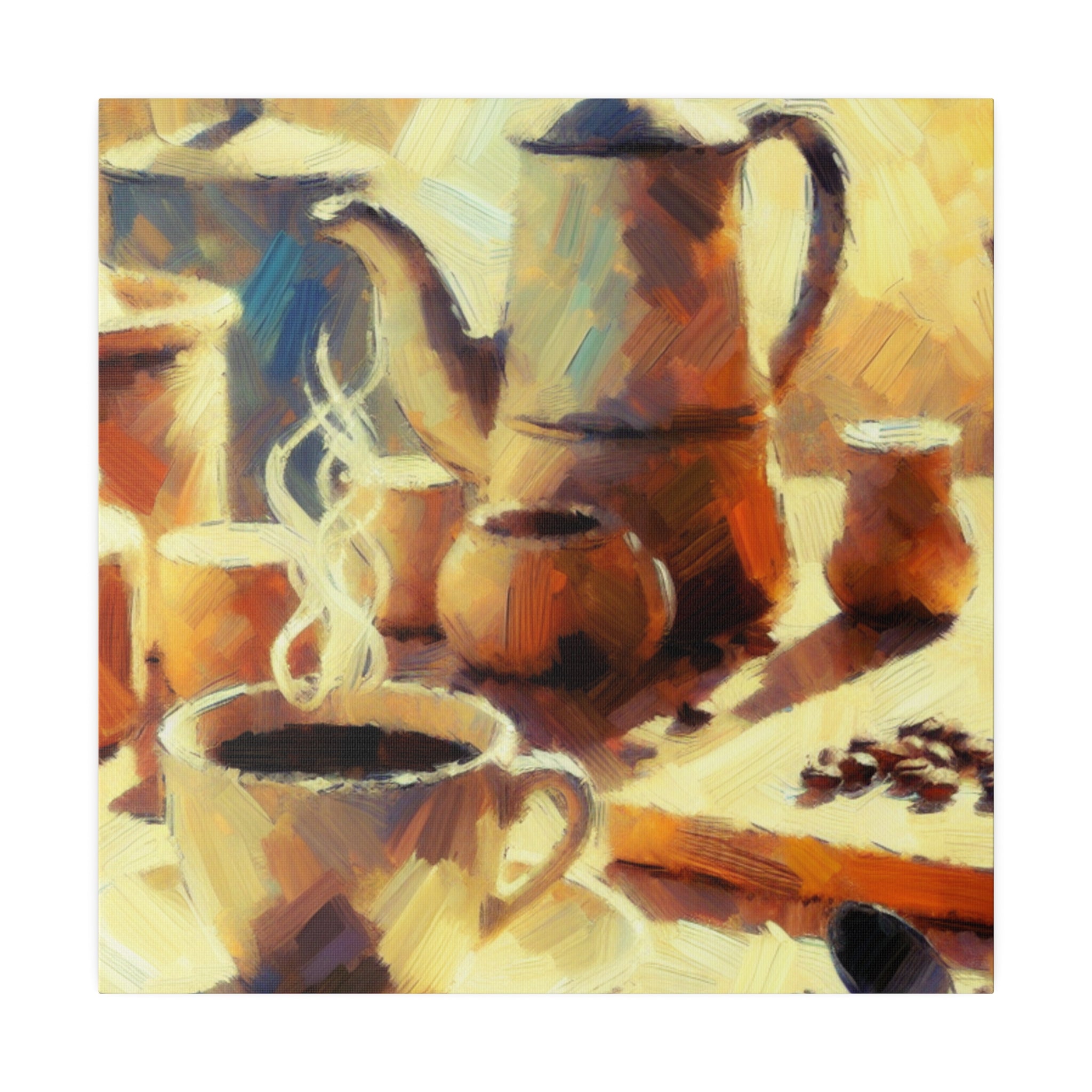 Coffee Brush Strokes Impressionist Artwork Coffee Painting Canvas