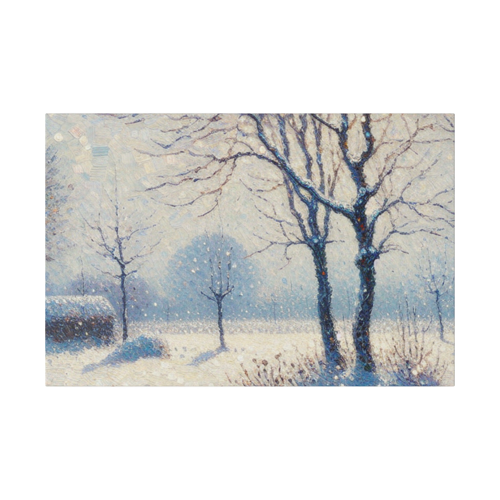 Snowscape Painting | Snowy Field Landscape | Winter Scene Wall Art Canvas