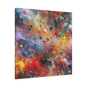 Vibrant Multicolor Blue, Red, Yellow, Green Splatter Painting Canvas