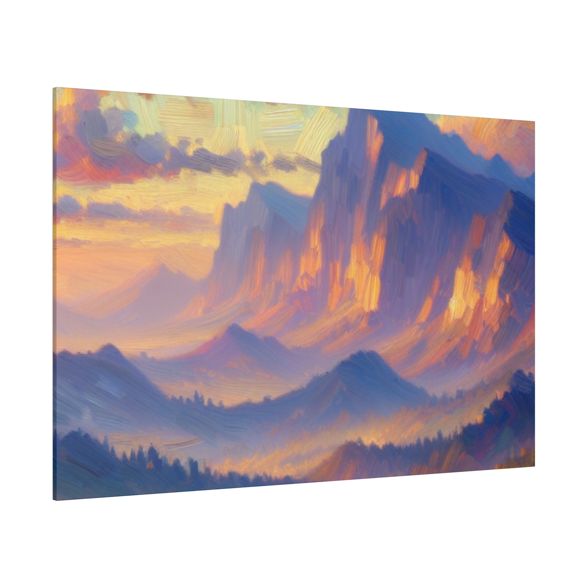 Impressionist Summit Serenity Mountain Landscape Painting Canvas