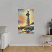 Luminous Beacon Coastal Wall Art Lighthouse Painting Canvas