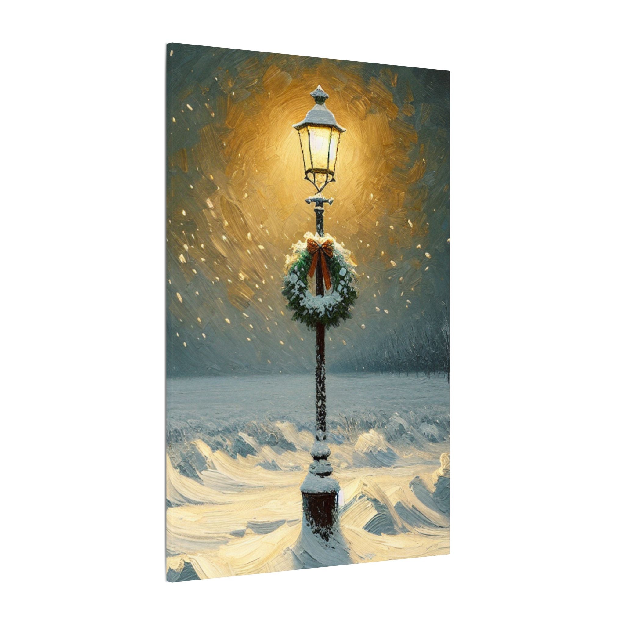 Winter Night Christmas Lamp Canvas