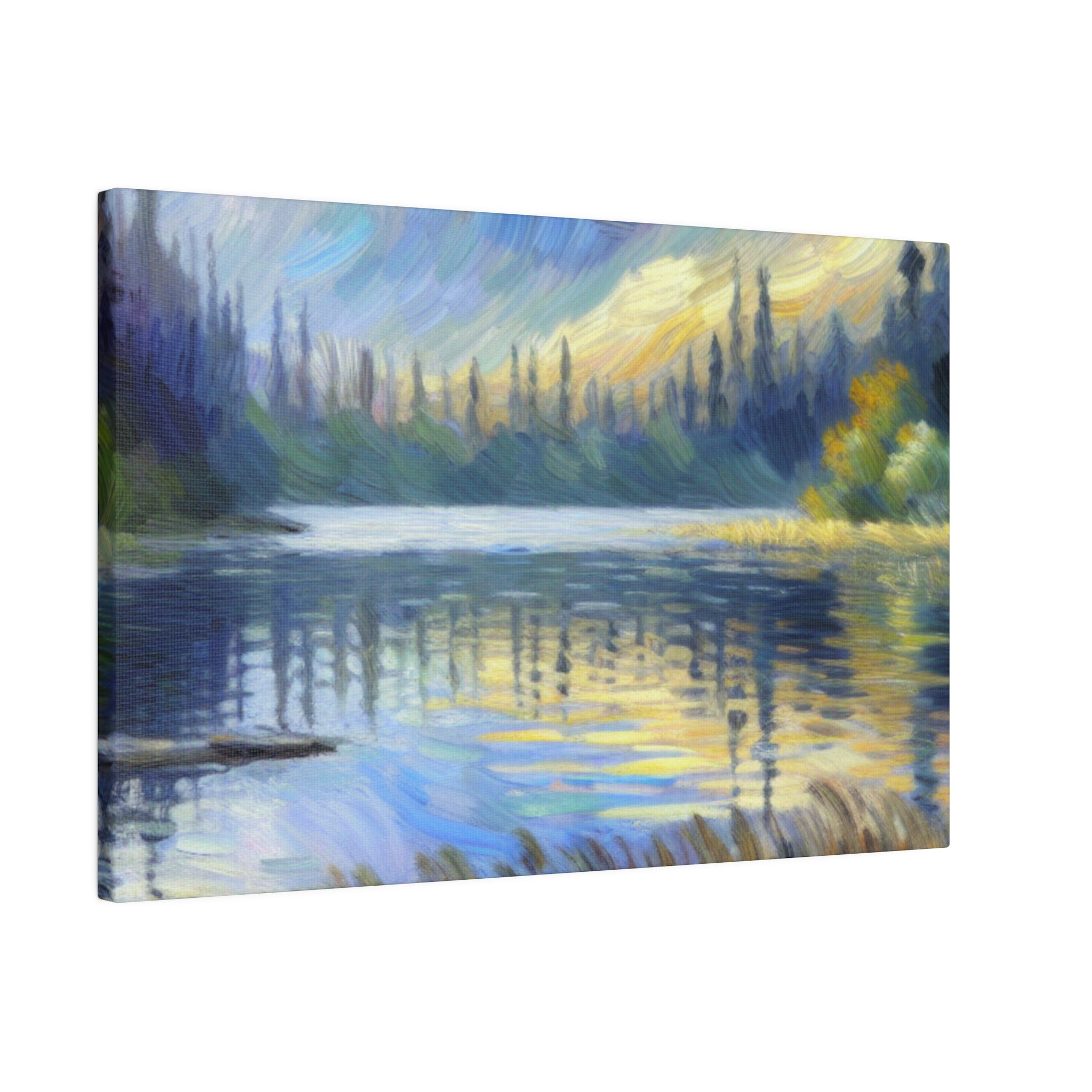 Aqua Serenity Canvas Lake Painting Canvas