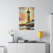 Luminous Beacon Coastal Wall Art Lighthouse Painting Canvas