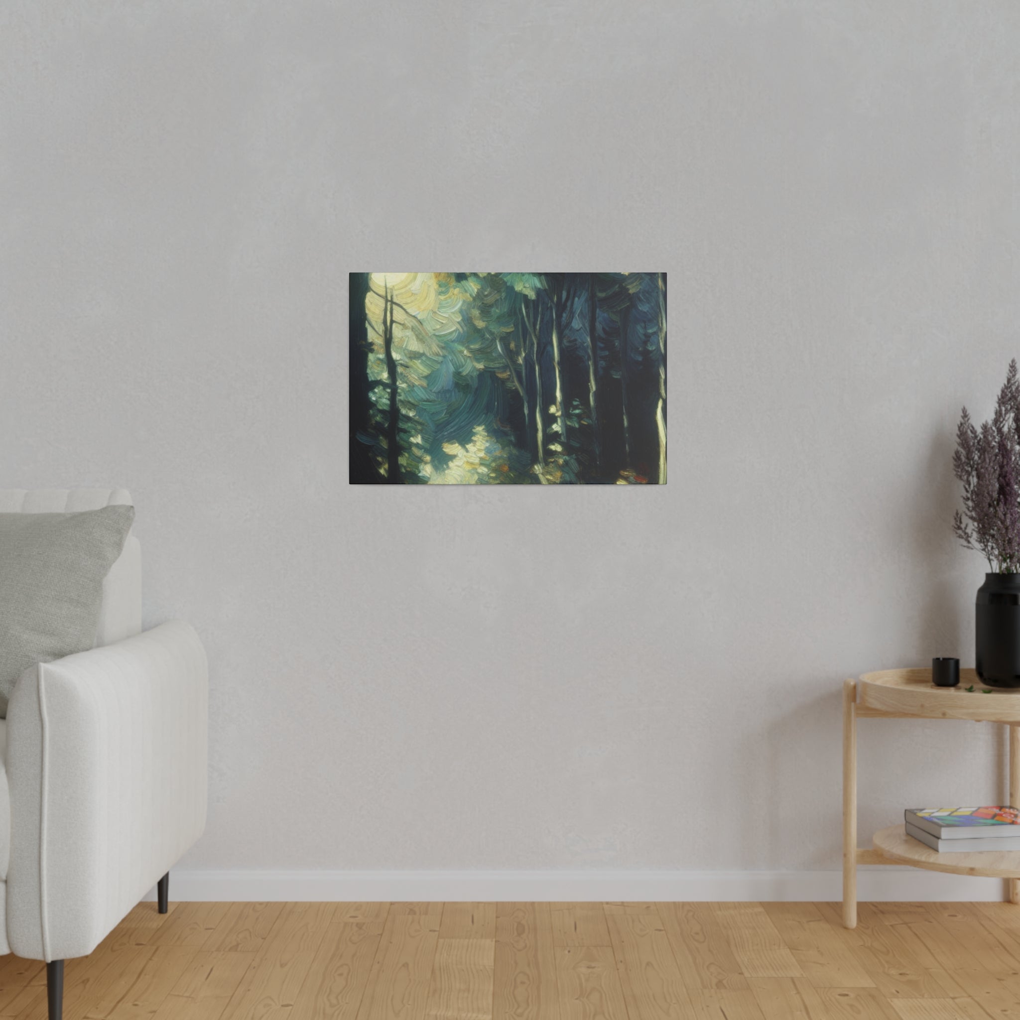 Bright Moonlight Forest Painting Canvas