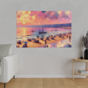 Serene Shorescape Pastel Colored Beach Painting Canvas