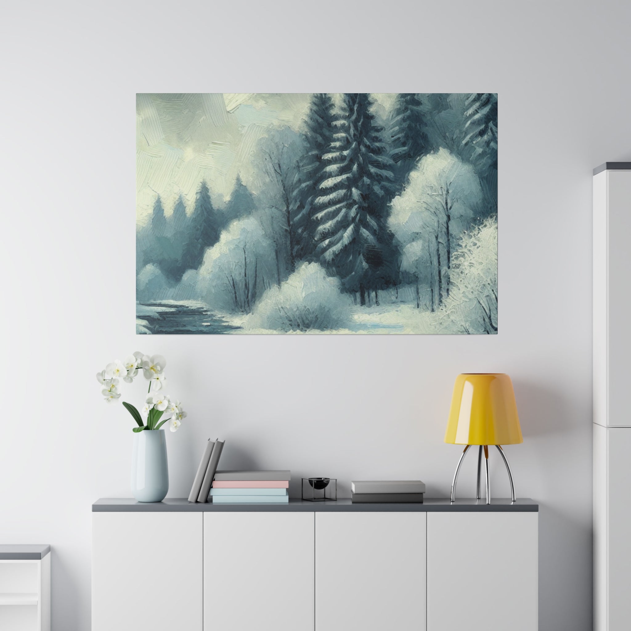 Winter Symphony in Vintage Hues Winter Painting Canvas