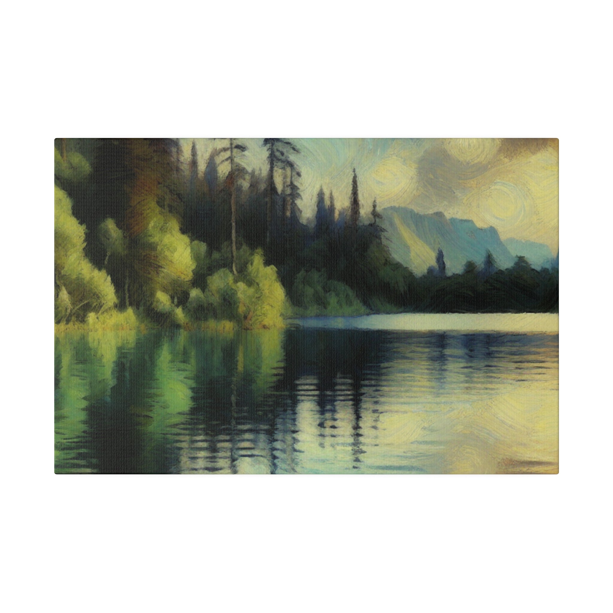 Serene Waterscape Reverie Lake Painting Canvas