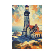 Luminous Beacon Of Light Coastal Wall Art Lighthouse Painting Canvas