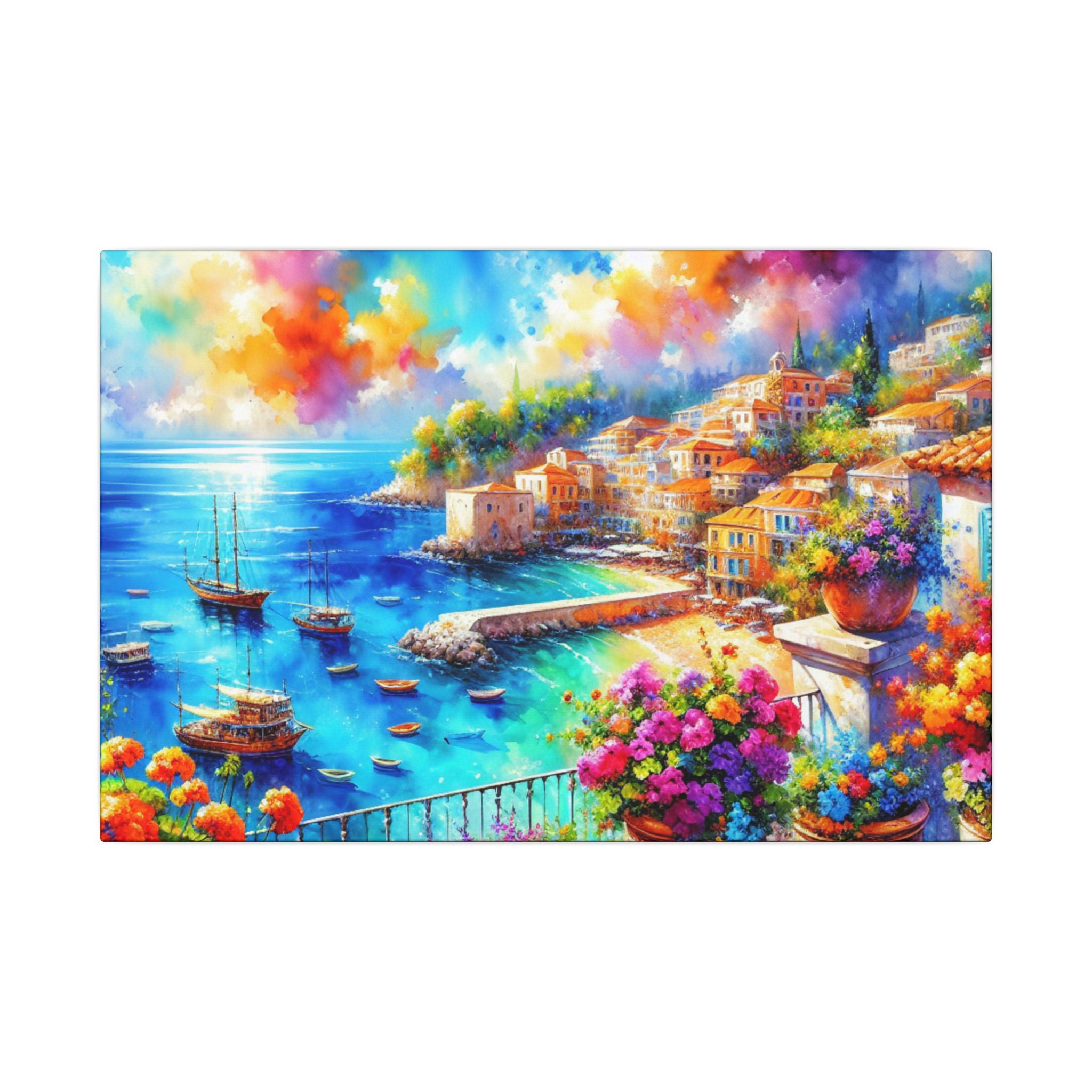 Mediterranean Harbor Terrace Canvas