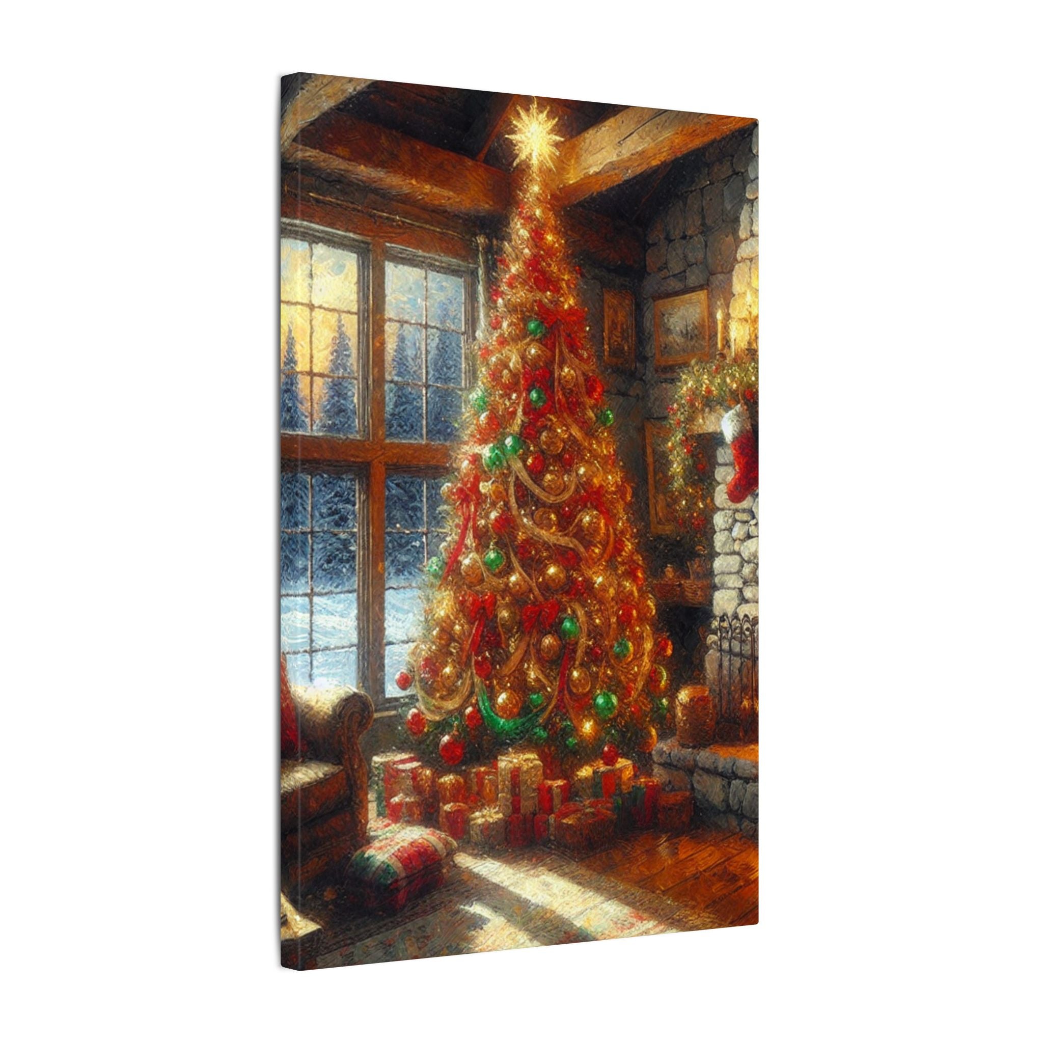 Cozy Christmas Living Room Canvas