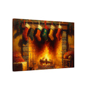 Rustic Christmas Fireplace Canvas