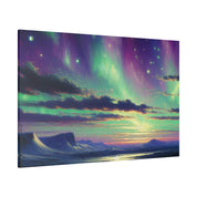 Northern Lights Painting | Aurora Ice Caps Scene | Winter Artwork Canvas