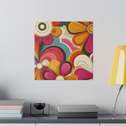 Psychedelic Petals Floral Wall Art 70s Artwork Canvas