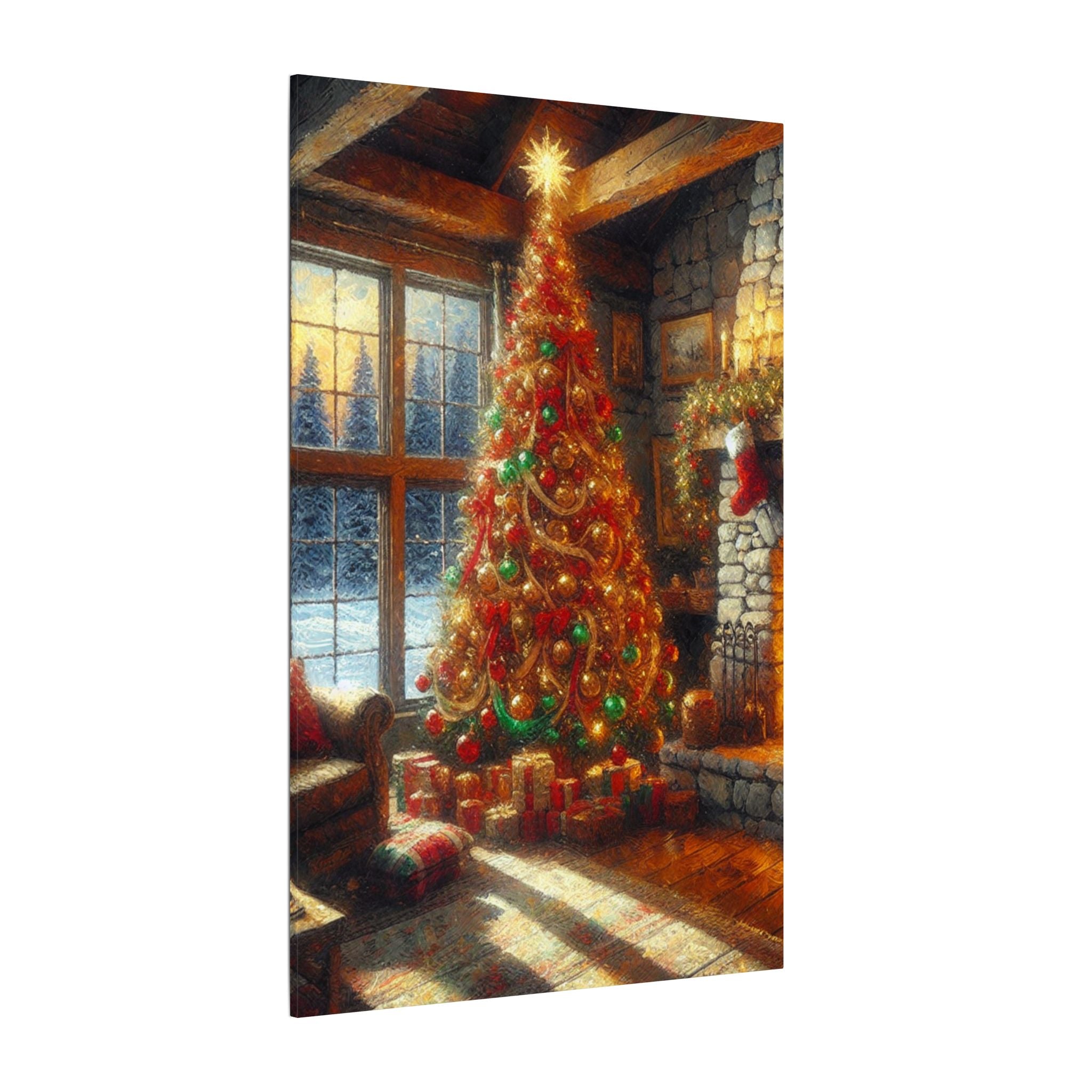 Cozy Christmas Living Room Canvas