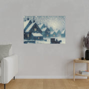 Snowy Village Snowscape Expressionist Artwork Winter Painting Canvas