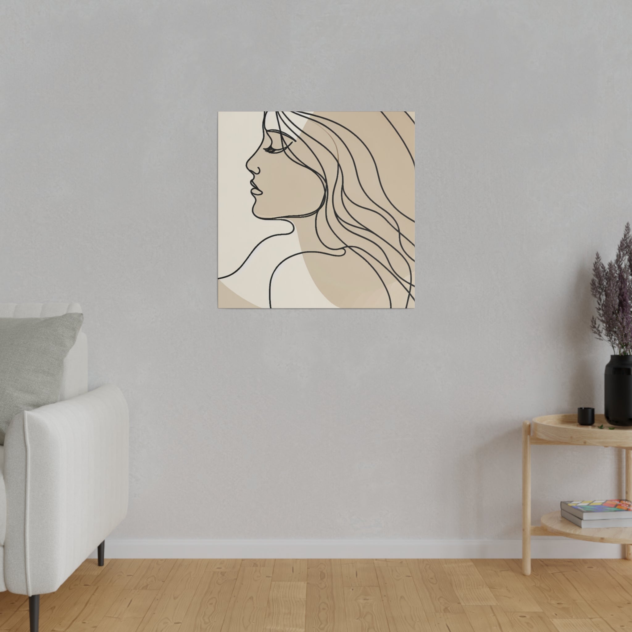 Mystic Beige Line Art Boho Style Wall Decor Canvas