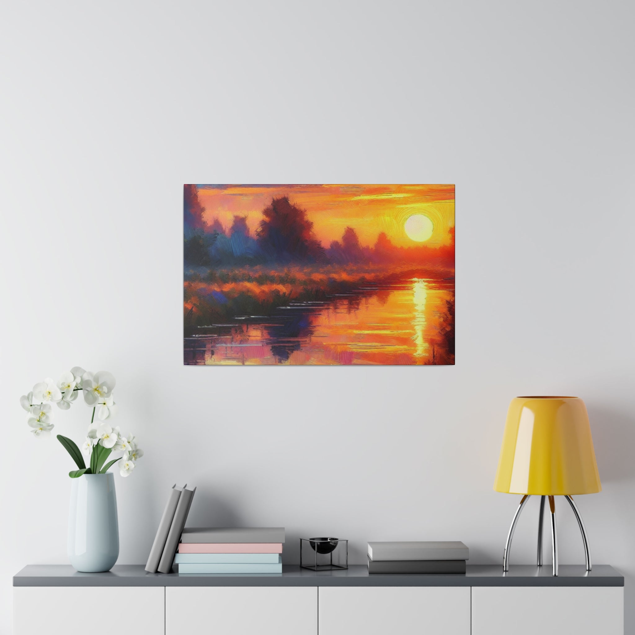 Dawn's Ember Awakening Sunrise Painting Canvas