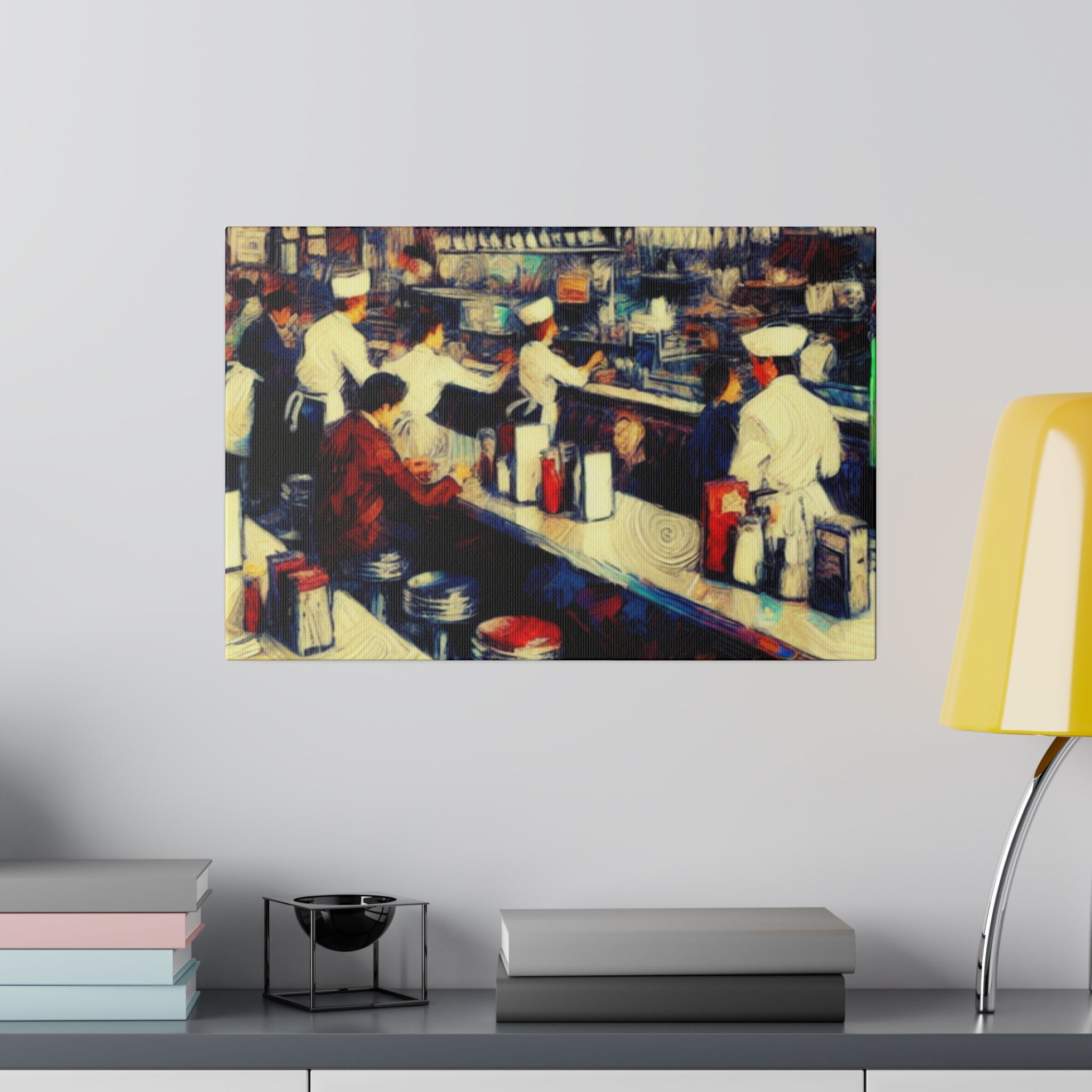 Retro Styled Diner Scene Diner Painting Canvas