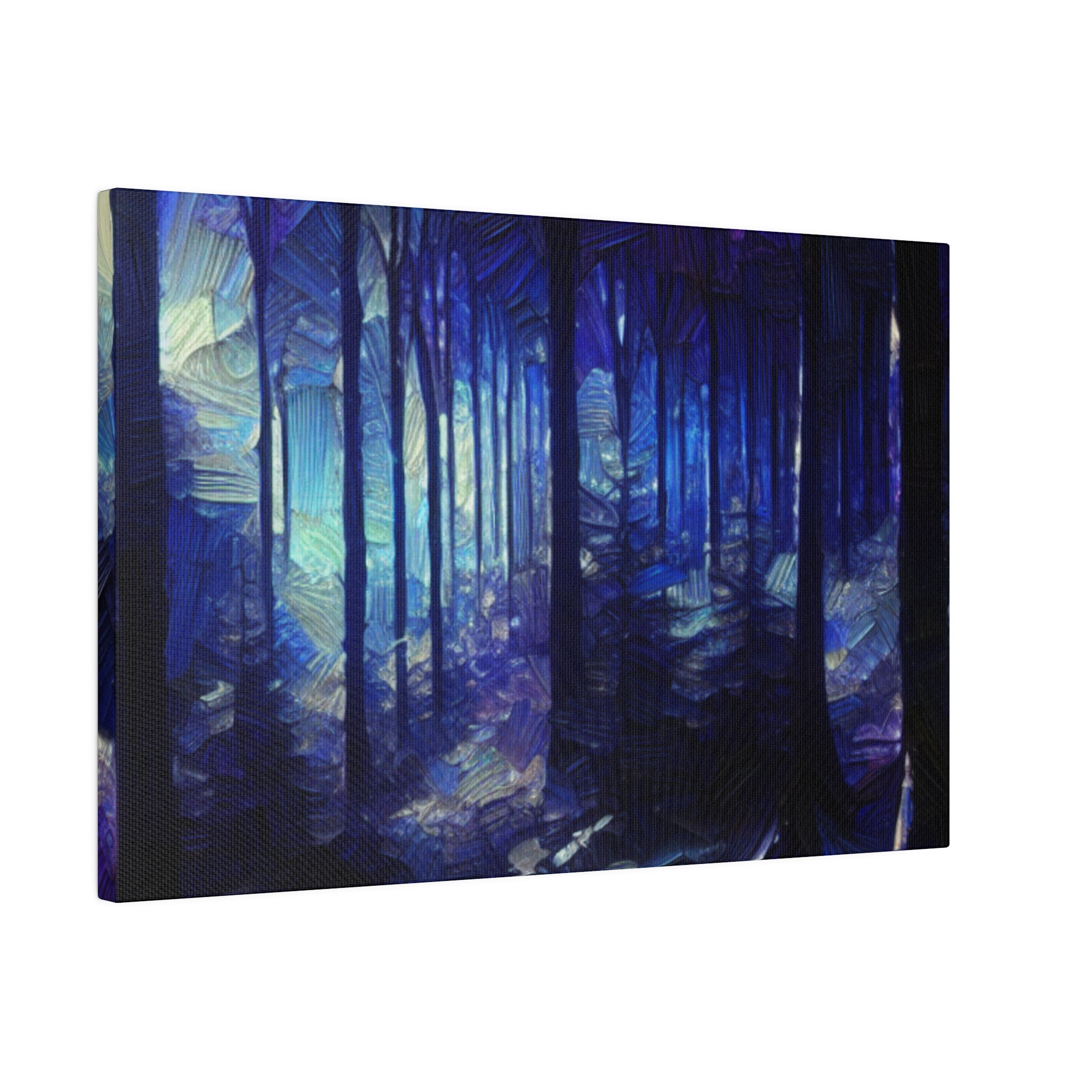 Whispering Blue Timber Symphony Forest Painting Canvas