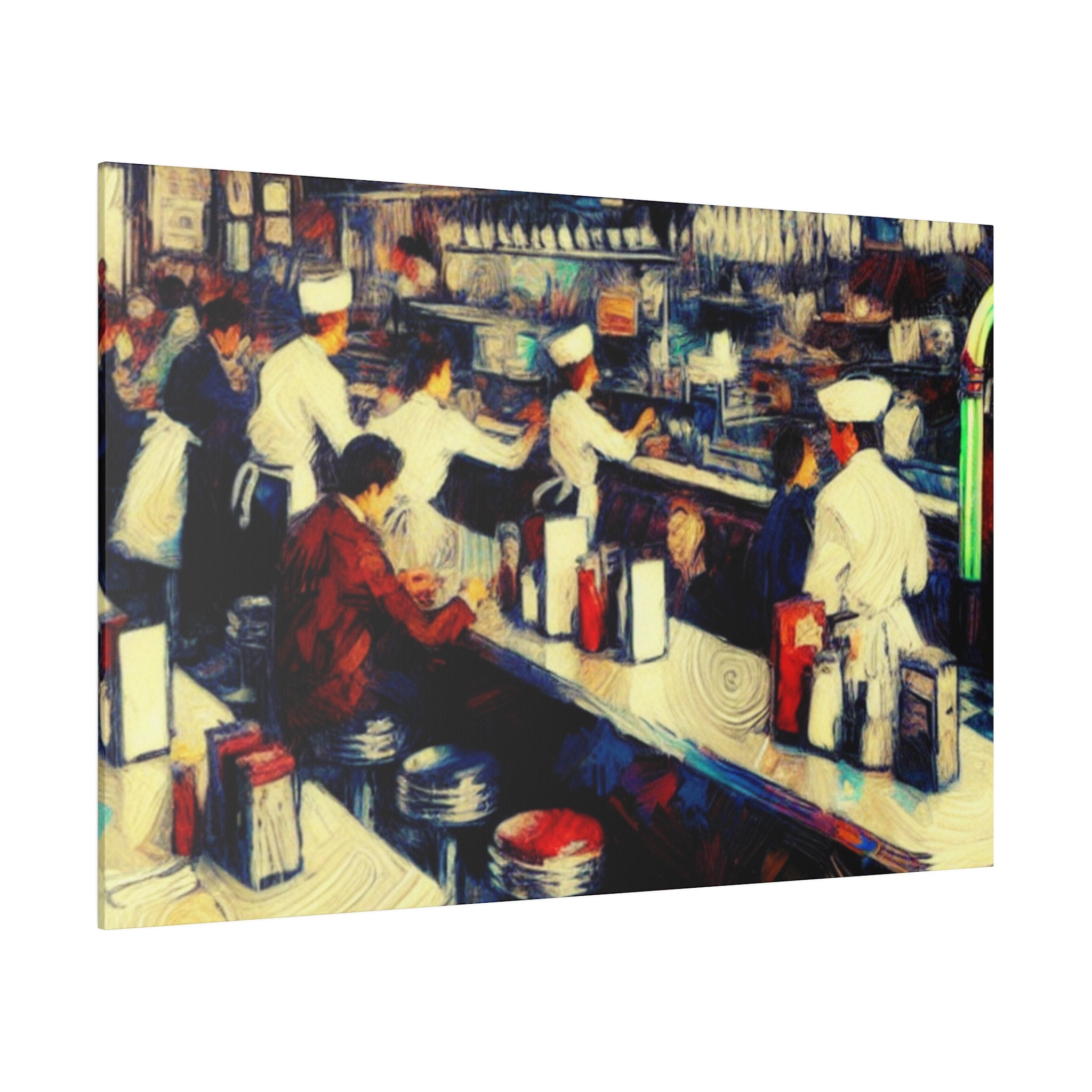 Retro Styled Diner Scene Diner Painting Canvas