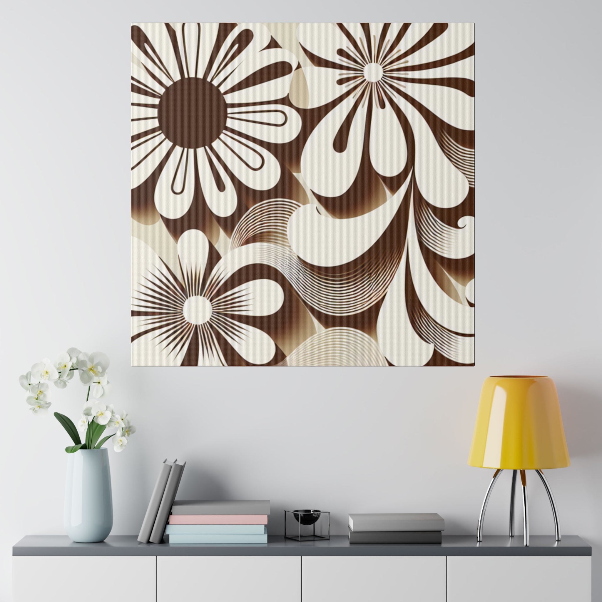 Psychedelic Petal Explosion: The 70s Floral Reverie Floral Wall Art 70s Artwork Canvas