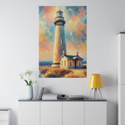 Luminated Beacon Coastal Wall Art Lighthouse Painting Canvas