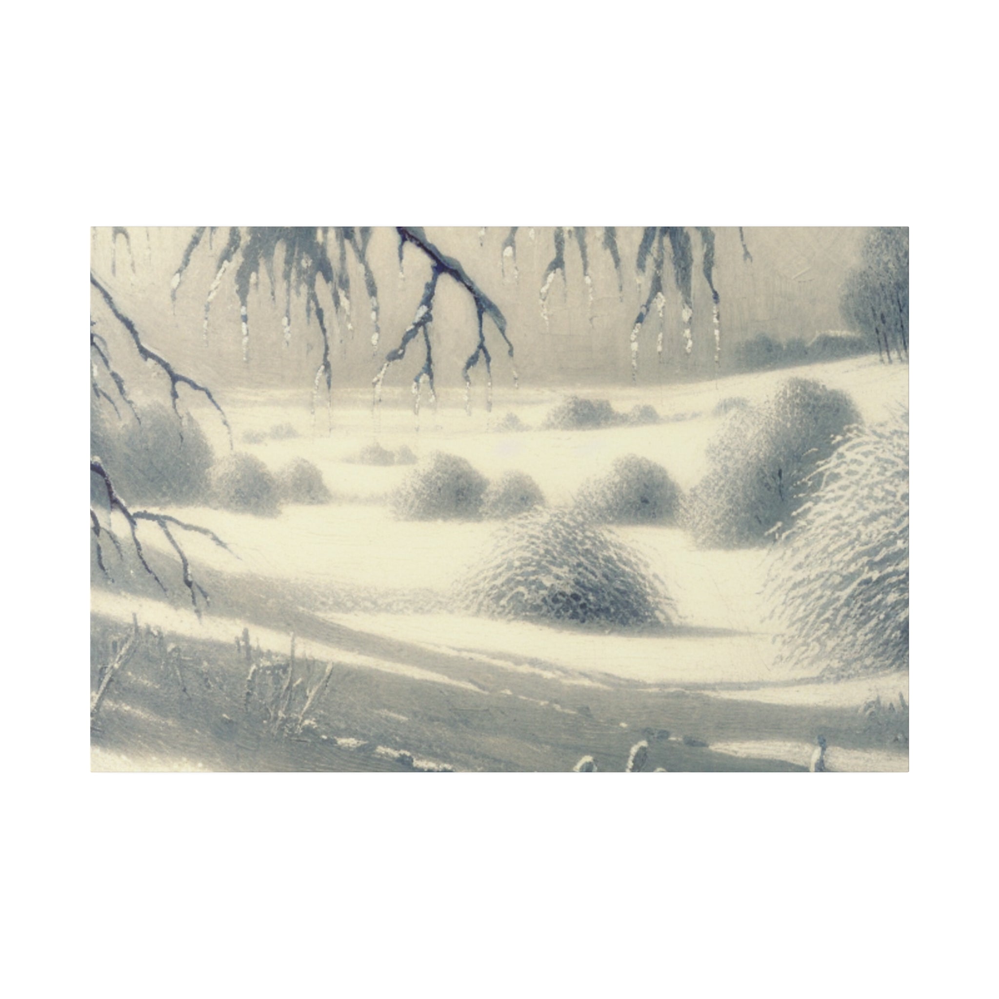 Silver Daylight Shimmers Snowscape Winter Painting Canvas