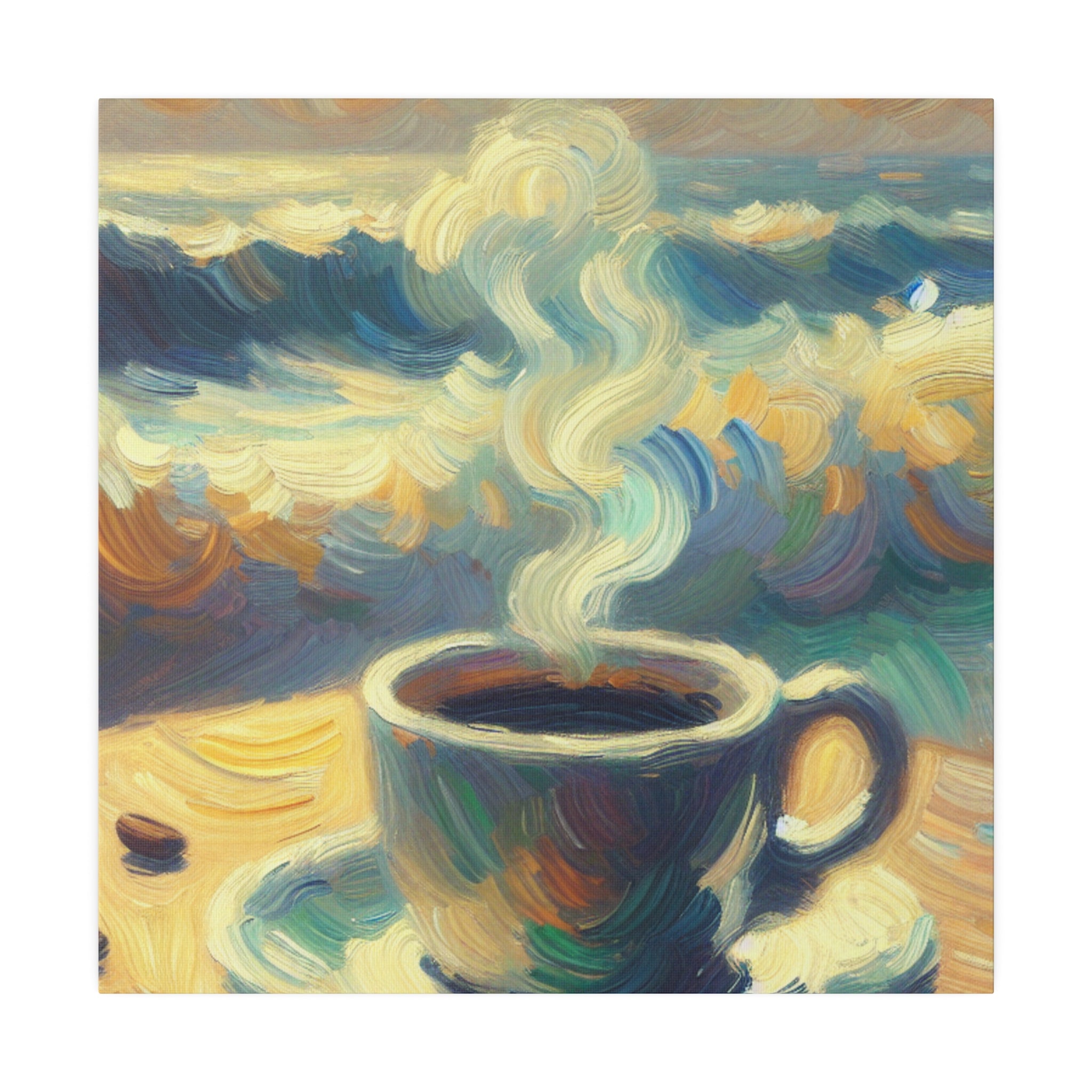 Ocean Waves Sunrise Coffee Painting Canvas