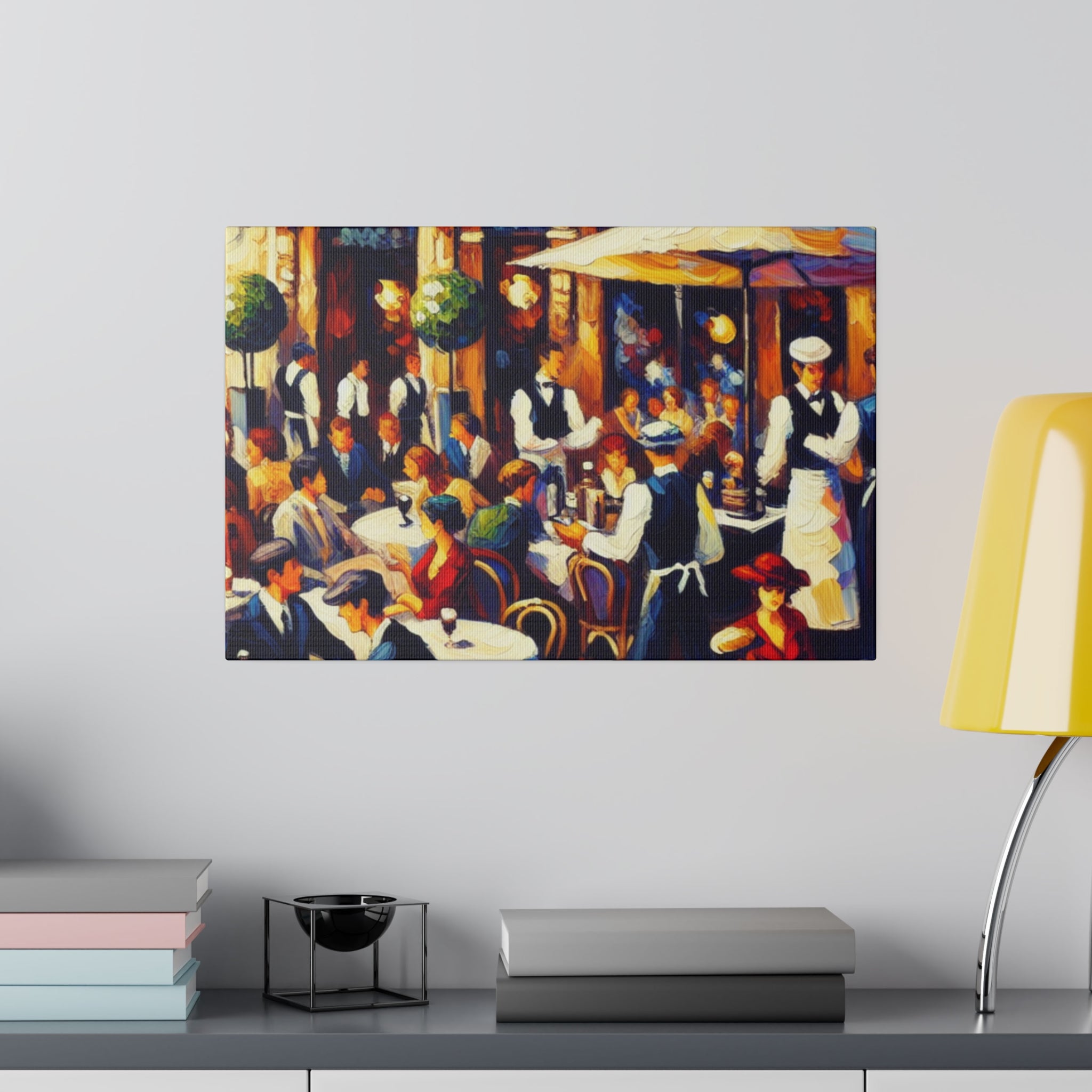 Cafe Artwork | Bustling European Cafe Scene | Coffee Shop Wall Art Canvas