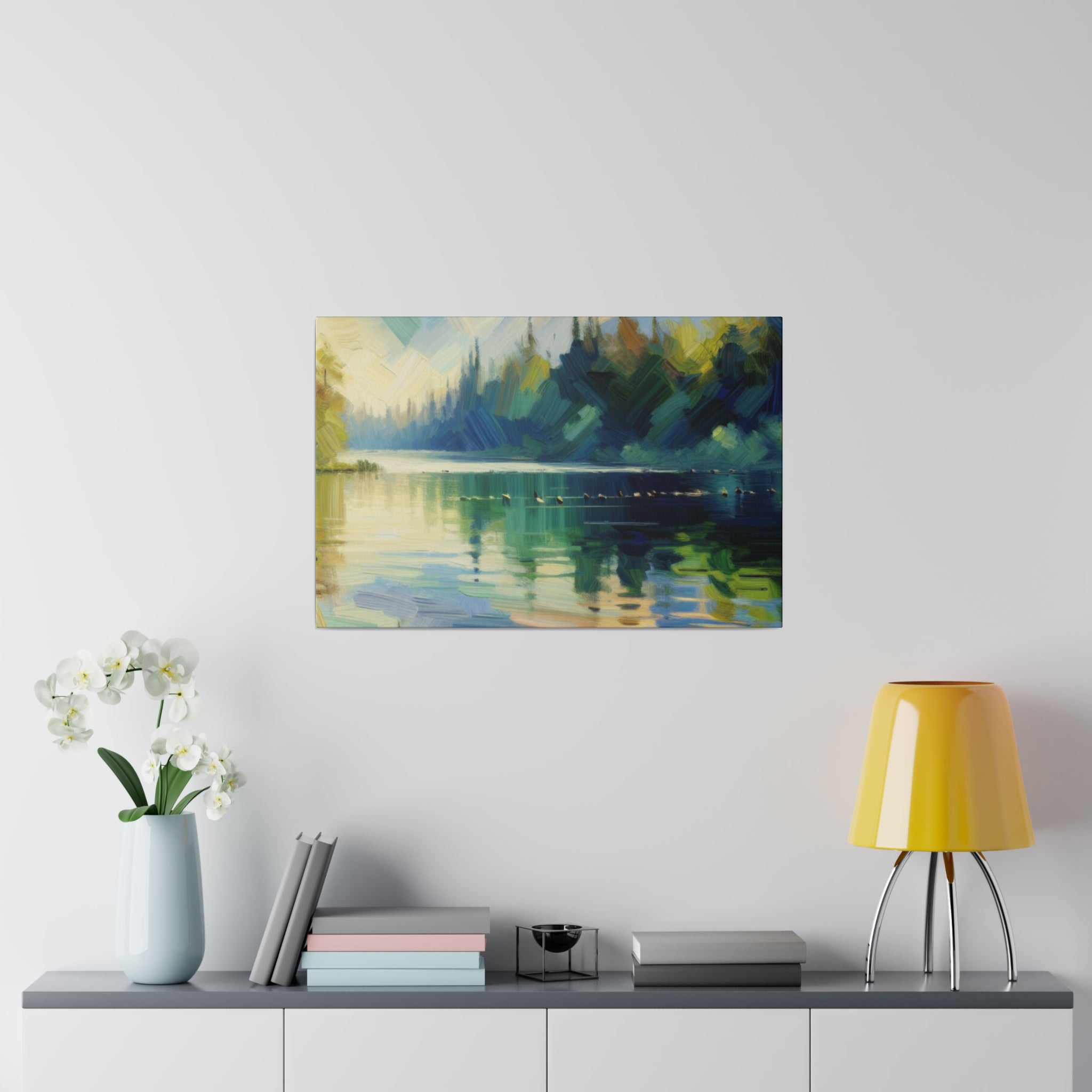 Secluded Serenity Lake Painting Canvas