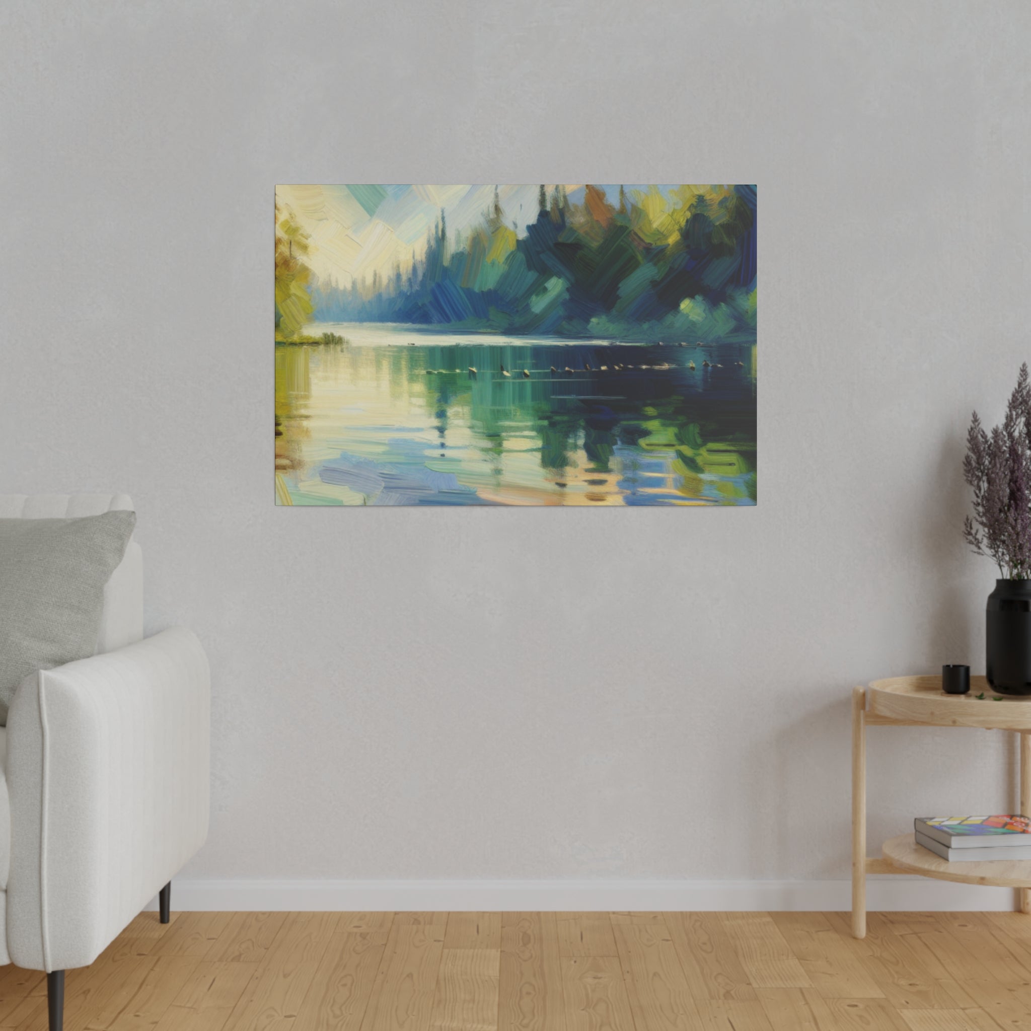 Secluded Serenity Lake Painting Canvas