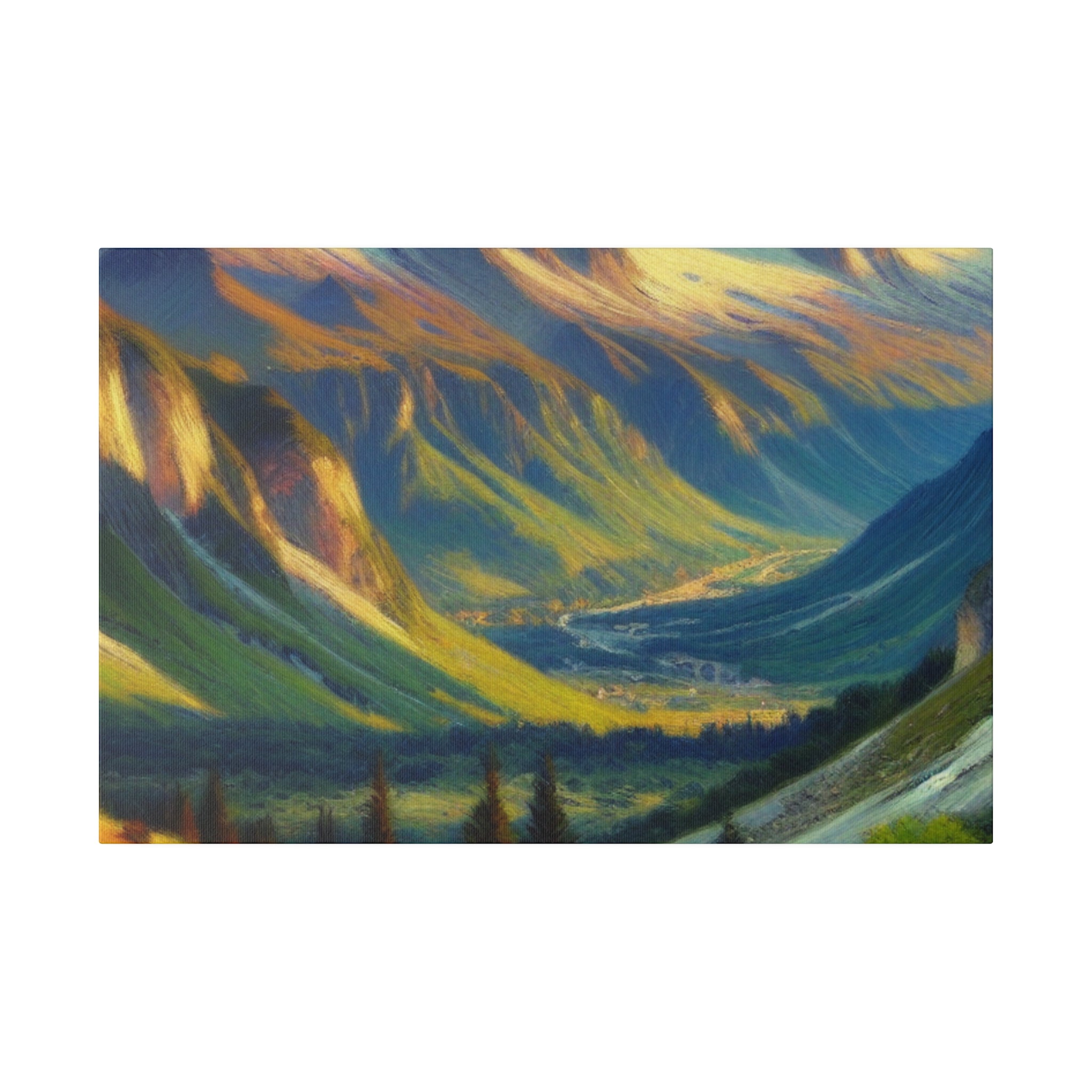 Lush Foothills Mountain Landscape Painting Canvas