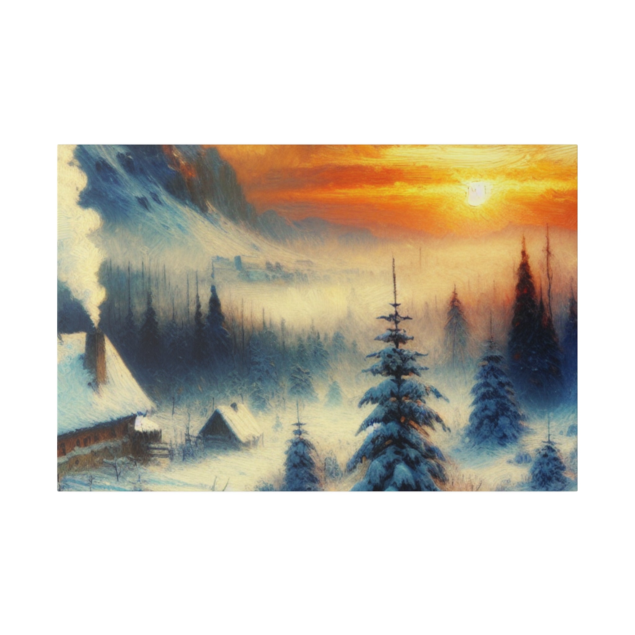 Winter's Sunset Veil Snowscape Winter Painting Canvas