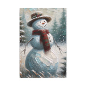 Snowman in a Rustic Winter Field Canvas