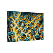 Snowy Aerial Village Christmas Canvas