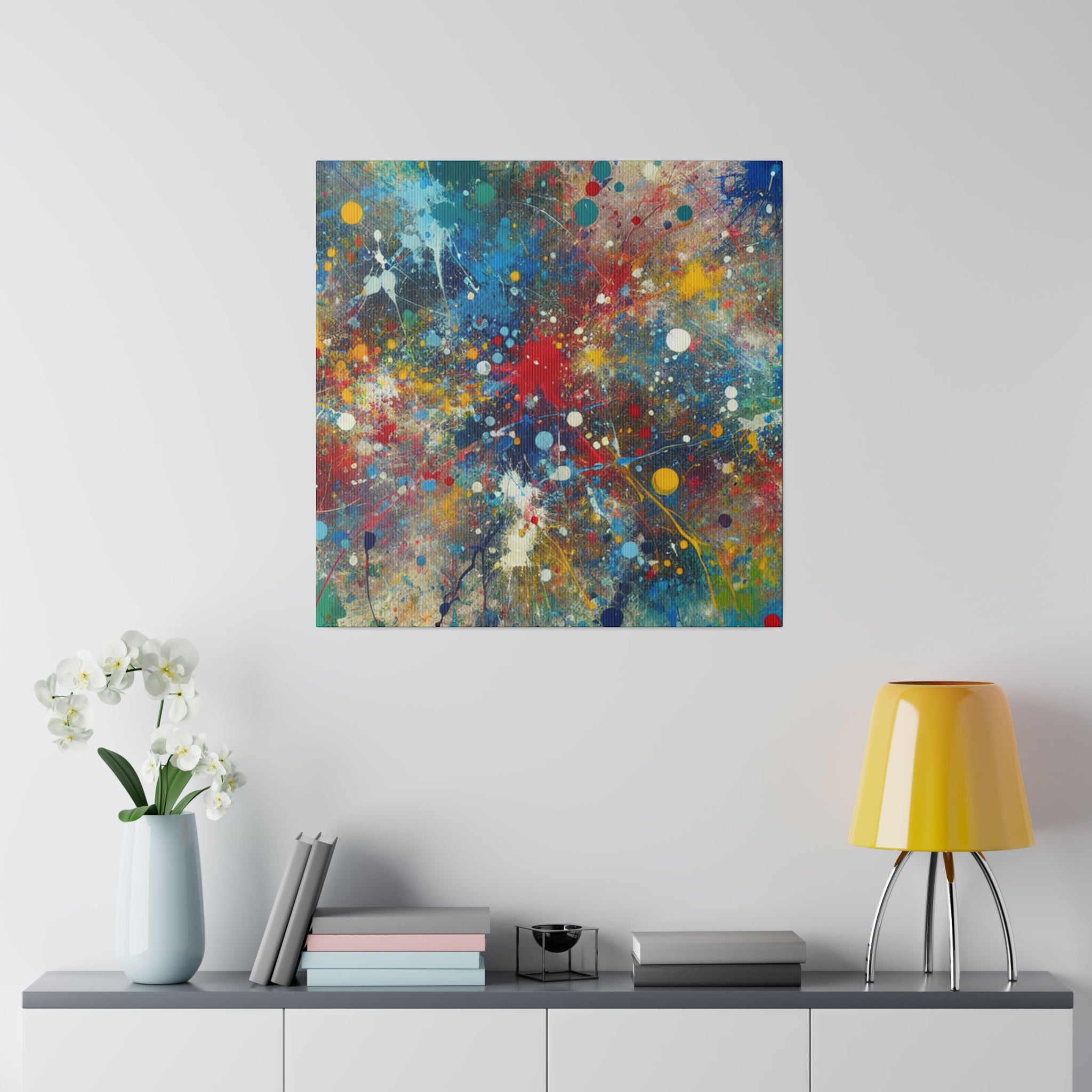 Split Splat Splatter Painting Colorful Abstract Art Canvas